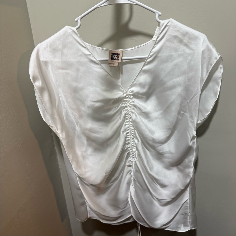 Anne Klein White Ruched Blouse